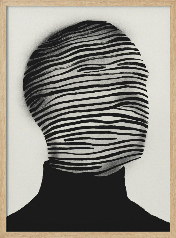 Abstract Head Wrapped In Black And White Stripes | Poster