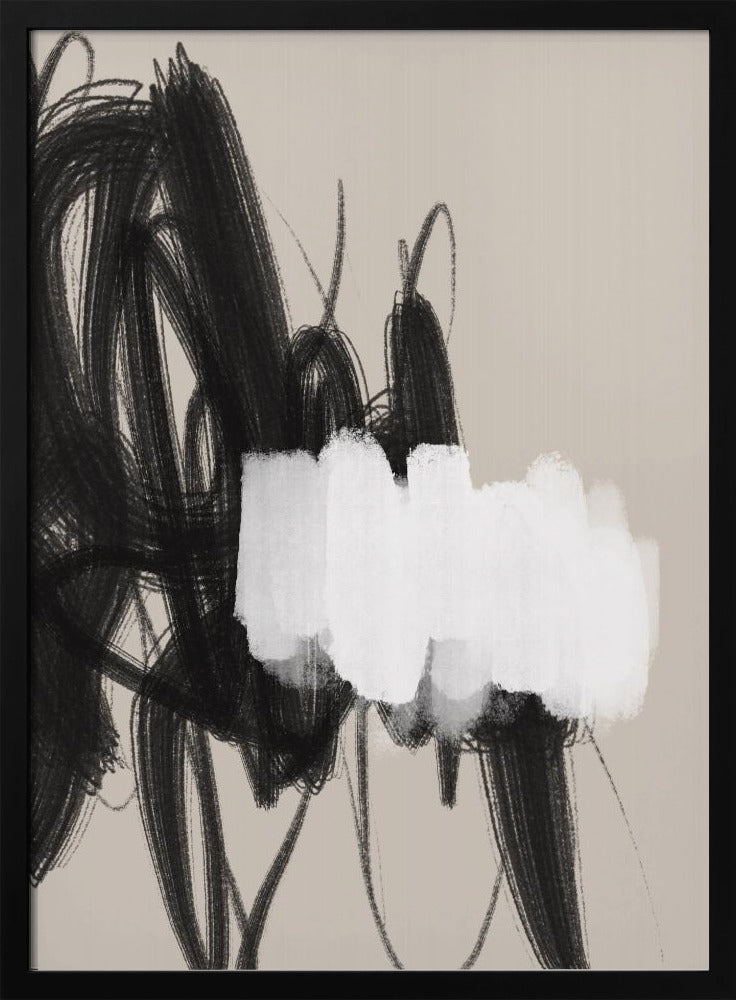 Expressive Black and White Brushstrokes | Poster