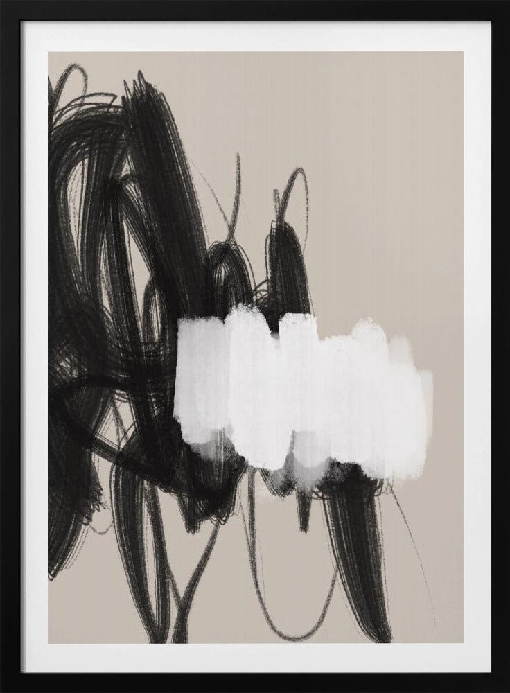 Expressive Black and White Brushstrokes | Poster