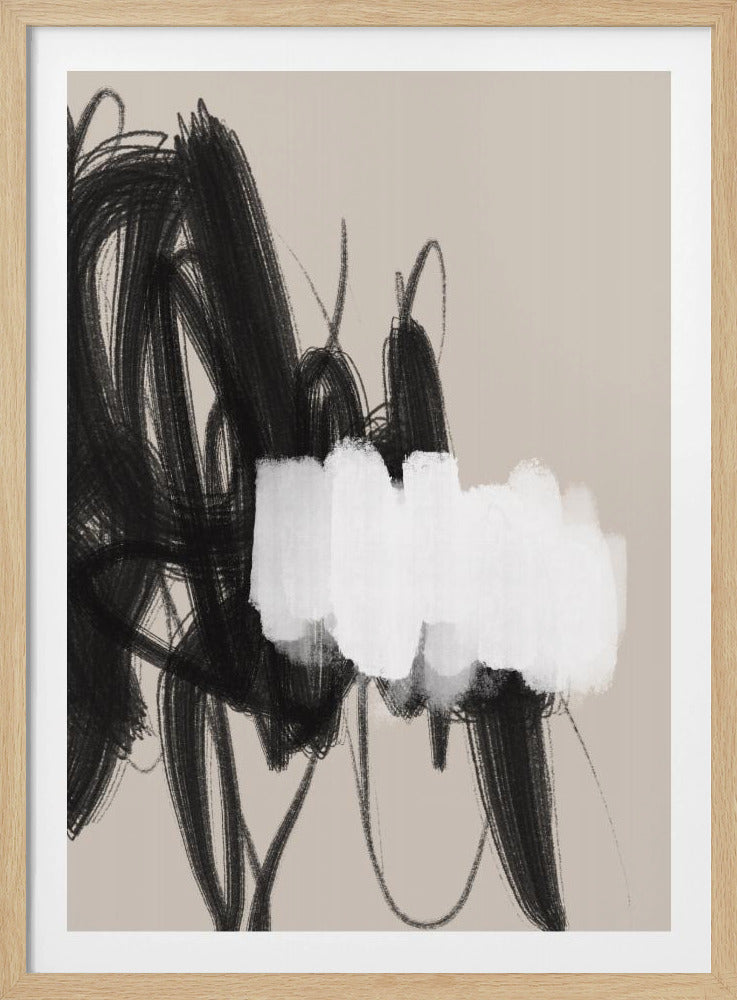 Expressive Black and White Brushstrokes | Poster
