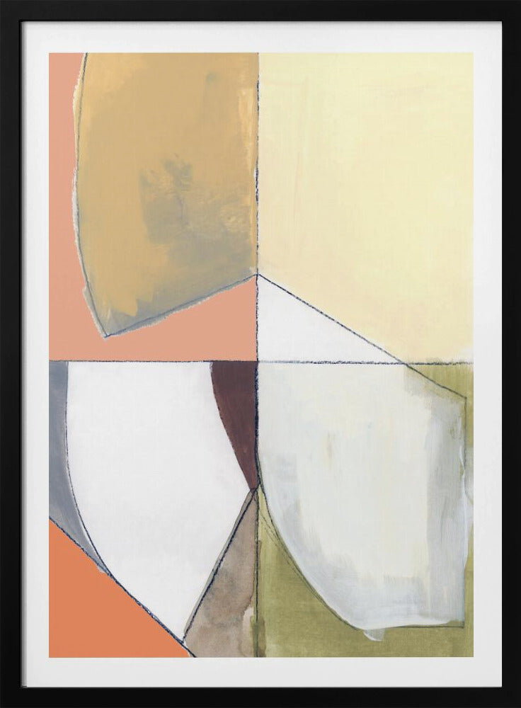 Dusty Pink Yellow Abstract No1 Art Print | Poster