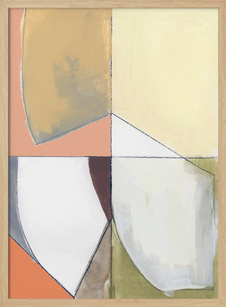 Dusty Pink Yellow Abstract No1 Art Print | Poster