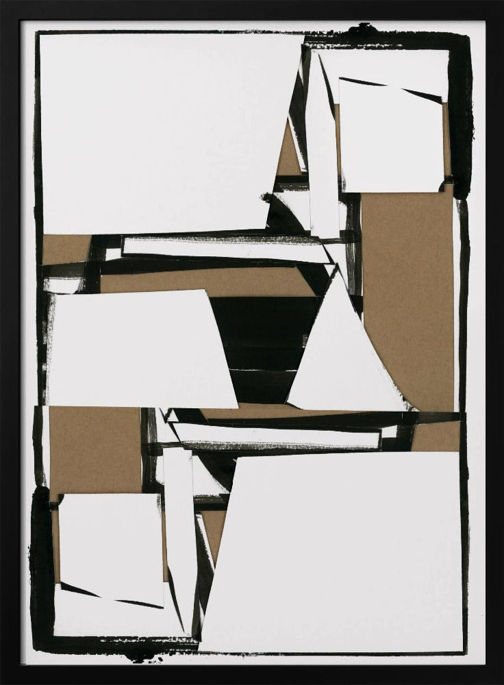 Black and Tan Brown Abstract Art Print | Poster