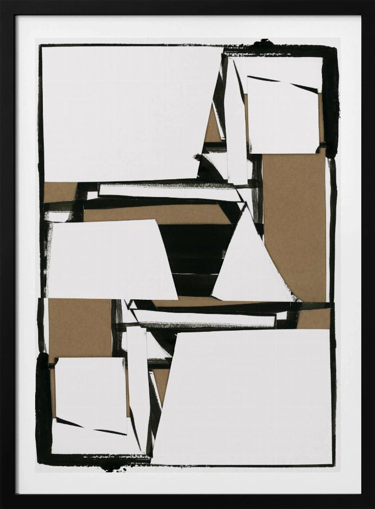 Black and Tan Brown Abstract Art Print | Poster