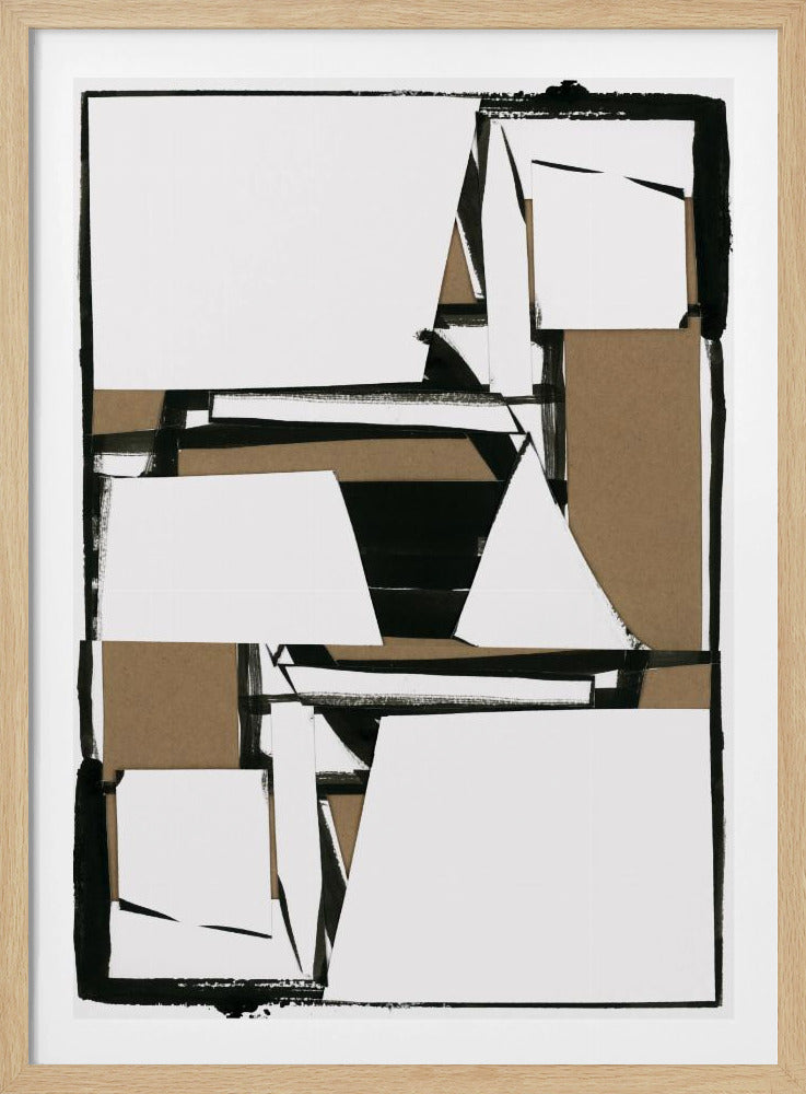 Black and Tan Brown Abstract Art Print | Poster
