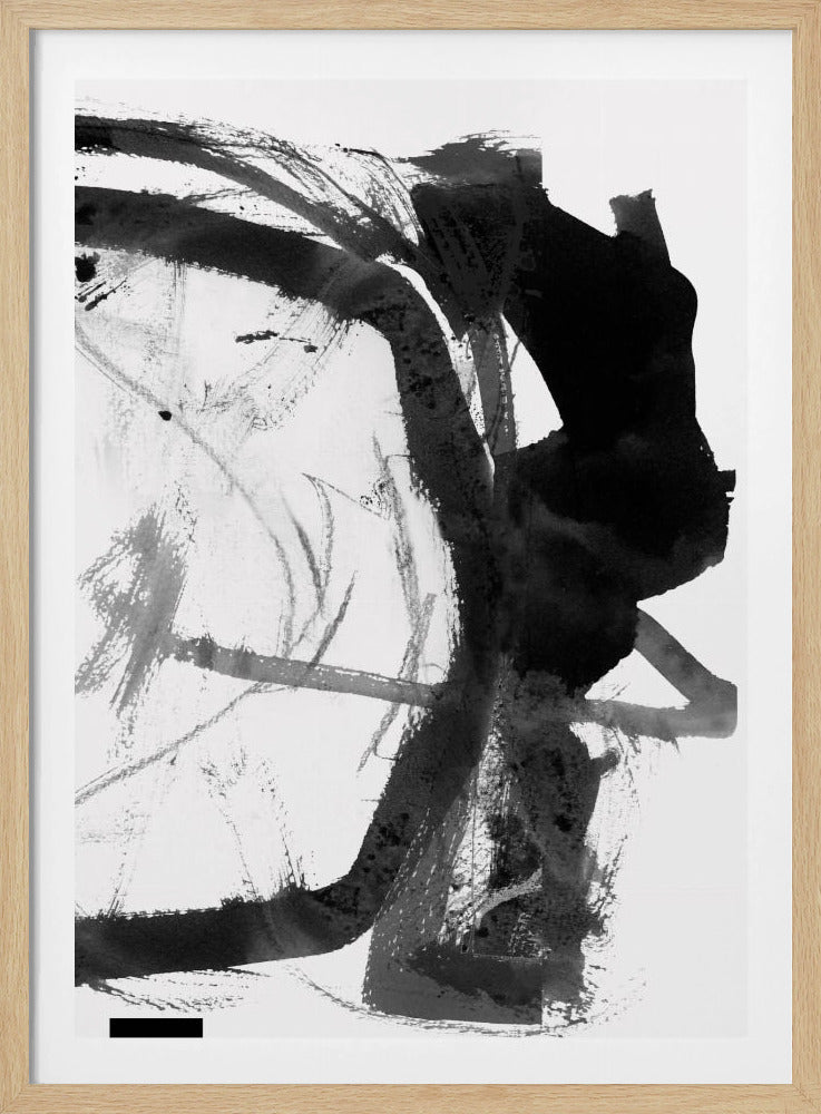 Black & Grey Ink Abstract Art Print | Poster