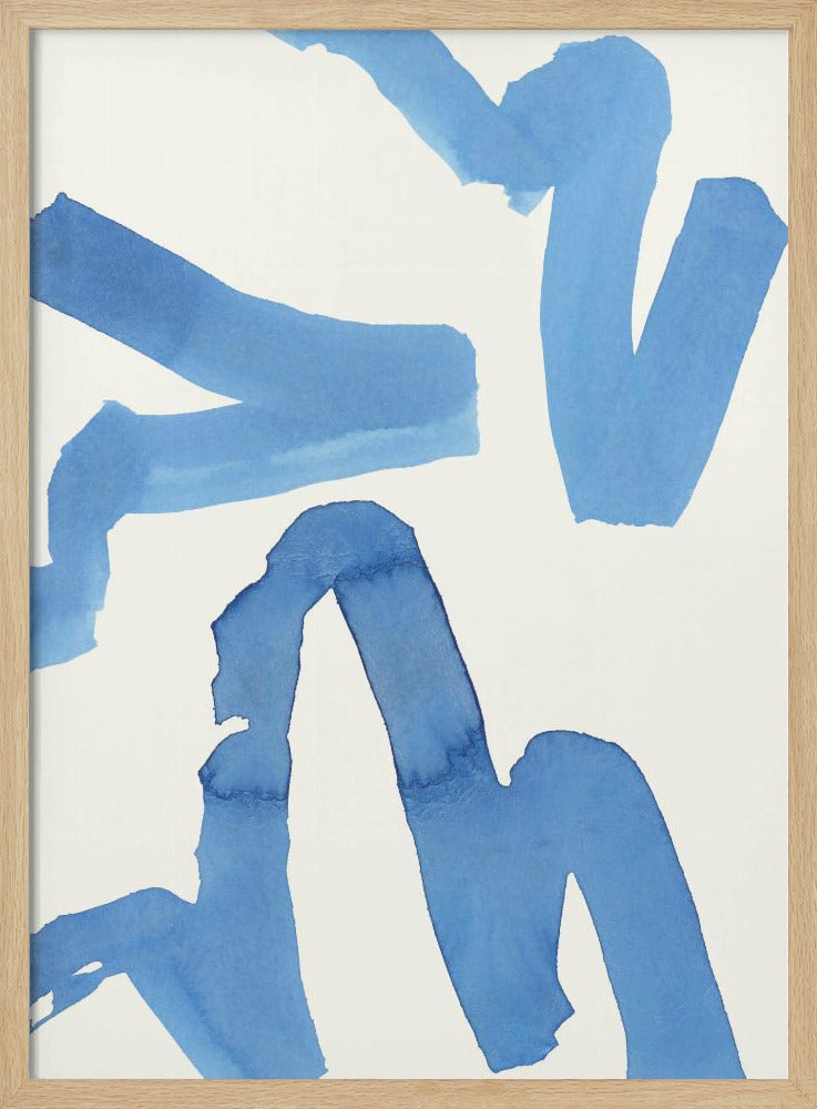 Abstract Blue Brushstrokes Art Print No1 | Poster