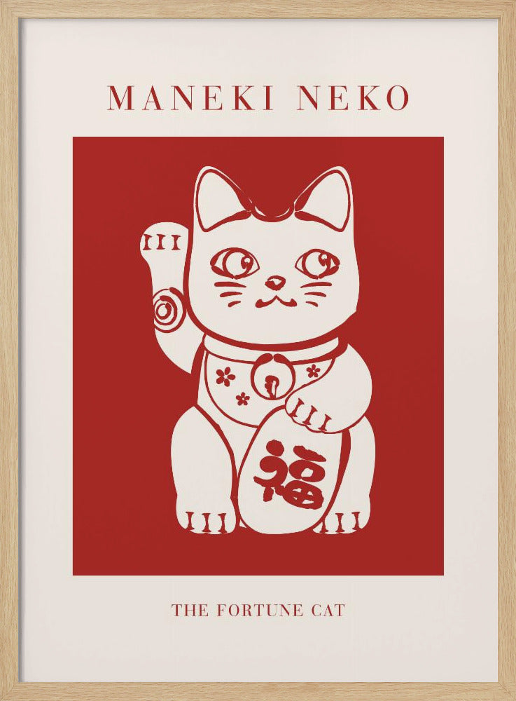 Maneki-Neko Cat Red | Poster