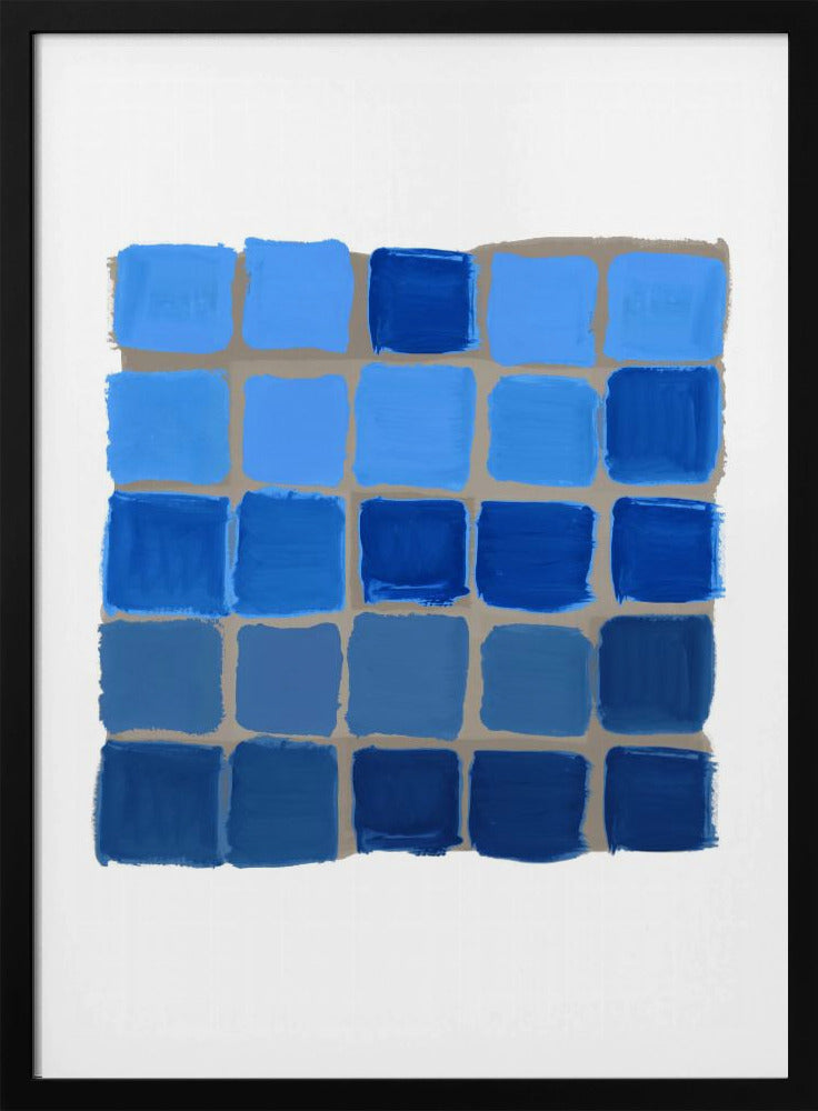 Blue Checkered Square Print | Poster
