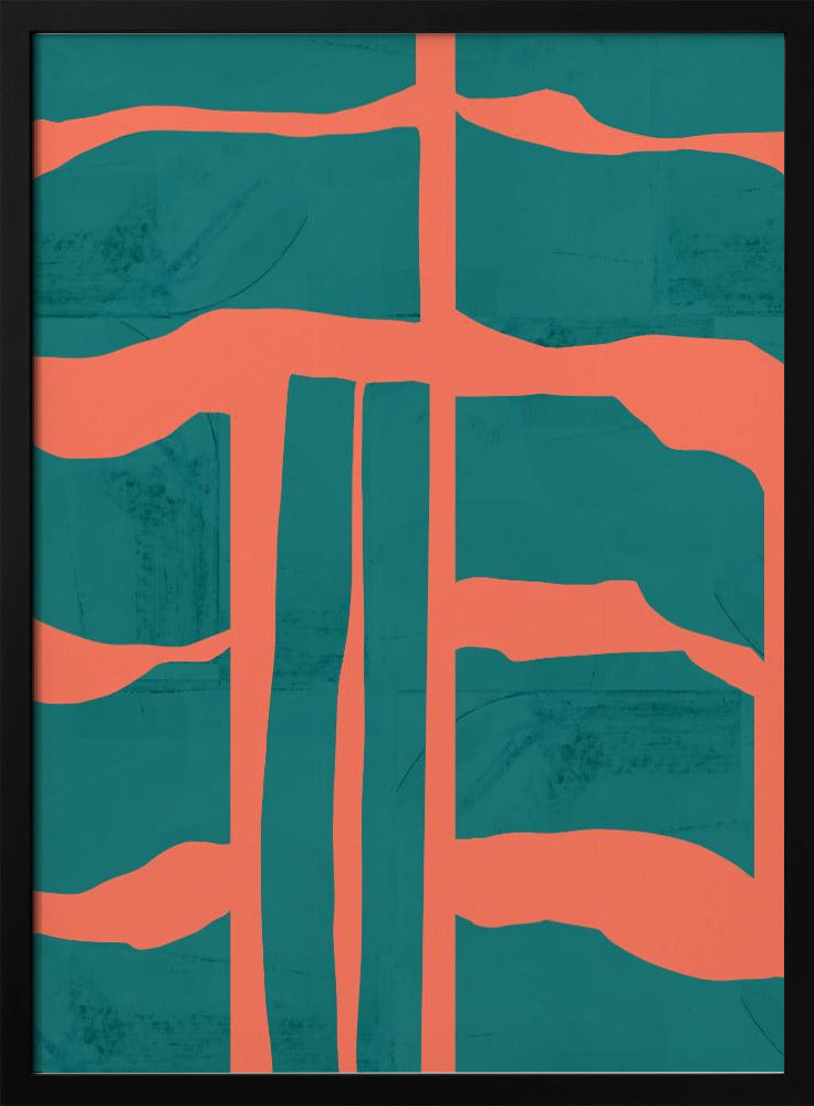 Turquoise & Coral Abstraction 1 | Poster