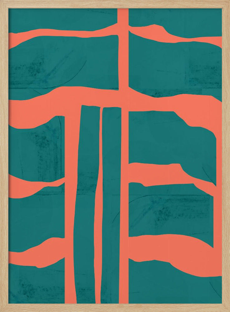 Turquoise & Coral Abstraction 1 | Poster