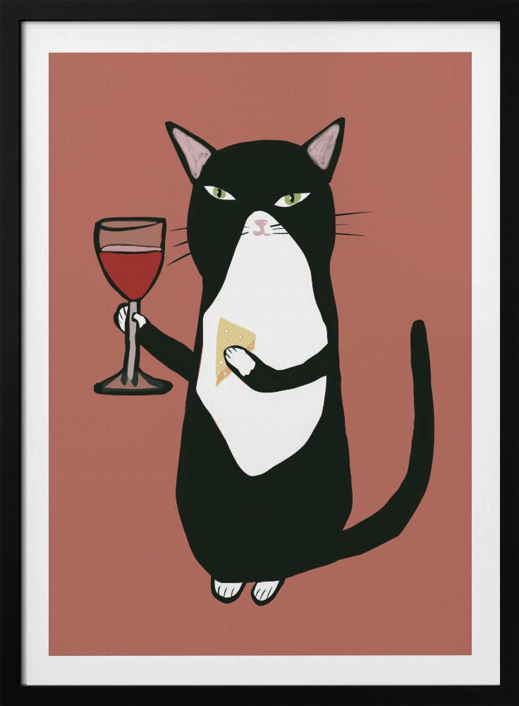 Cat with wine | Poster
