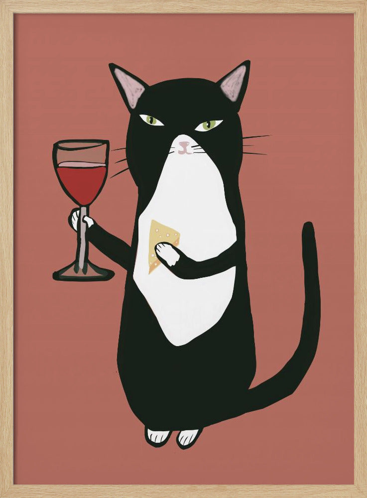 Cat with wine | Poster