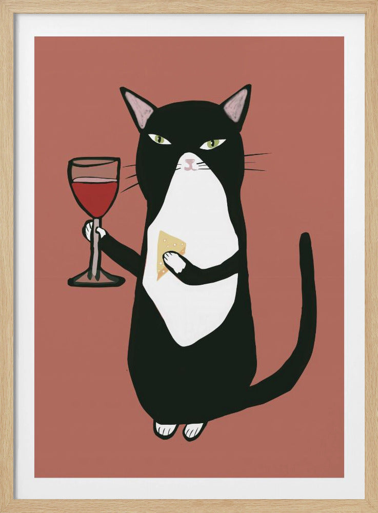 Cat with wine | Poster