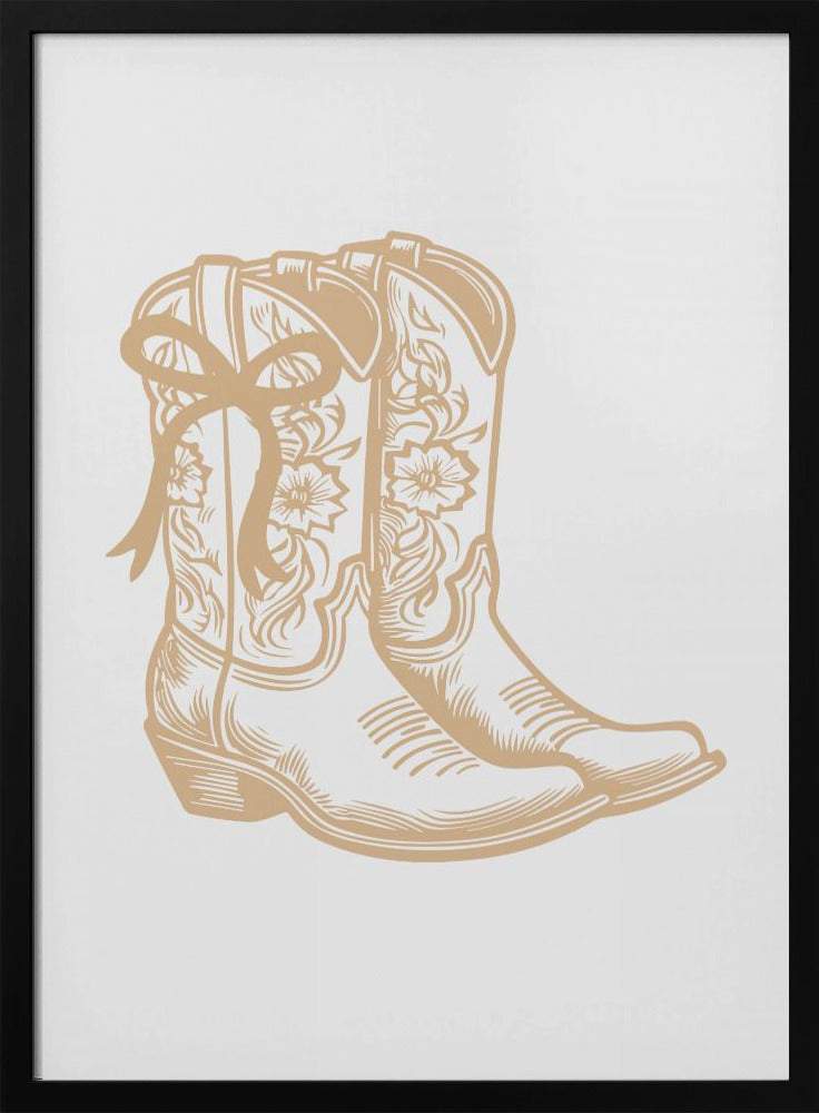 Neutral Cowgirl Boots with Bow | Poster