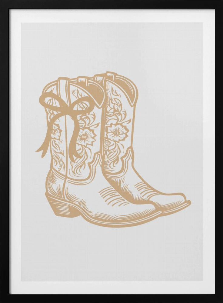 Neutral Cowgirl Boots with Bow | Poster