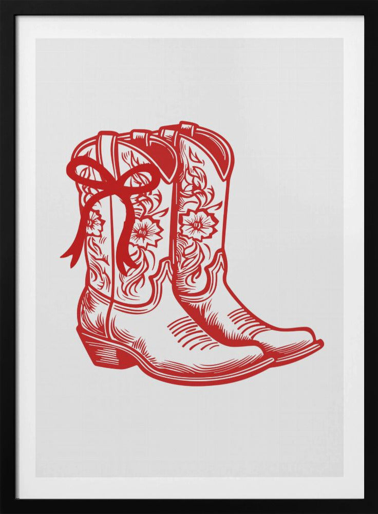 Red Cowgirl Boots with Bow | Poster