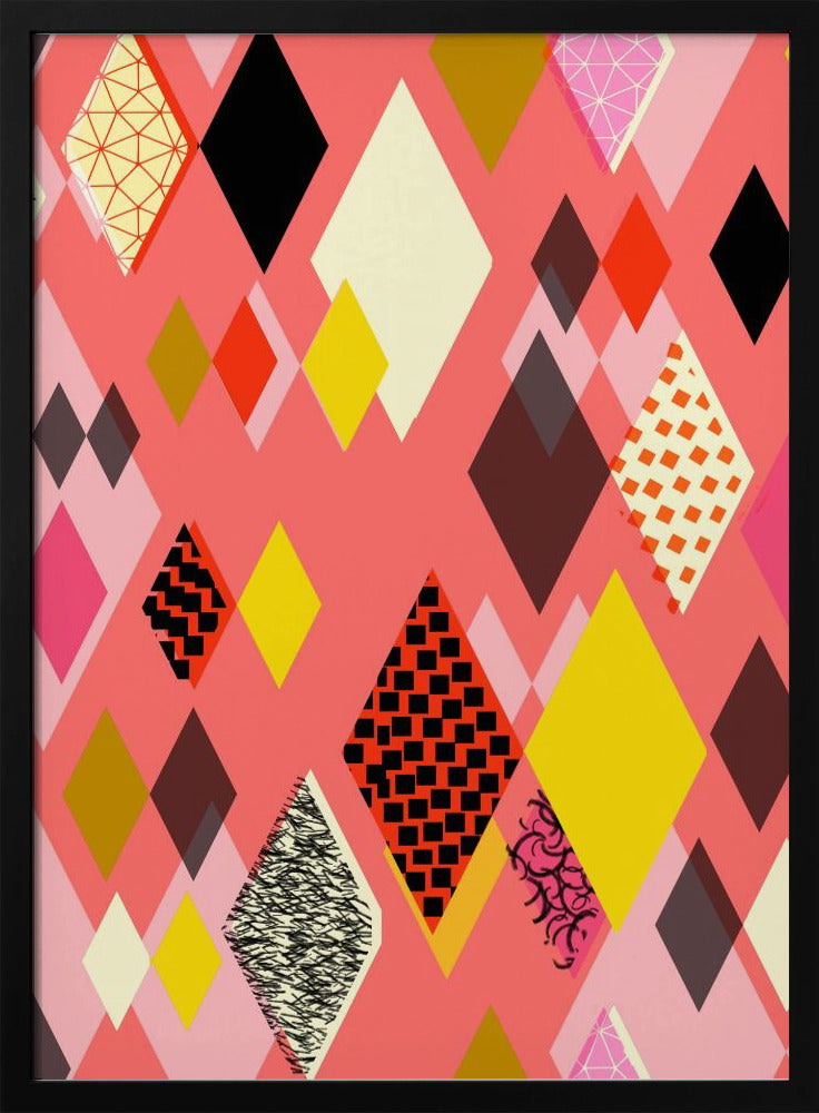 Geometric Patterns With Colorful Diamonds And Shapes | Poster