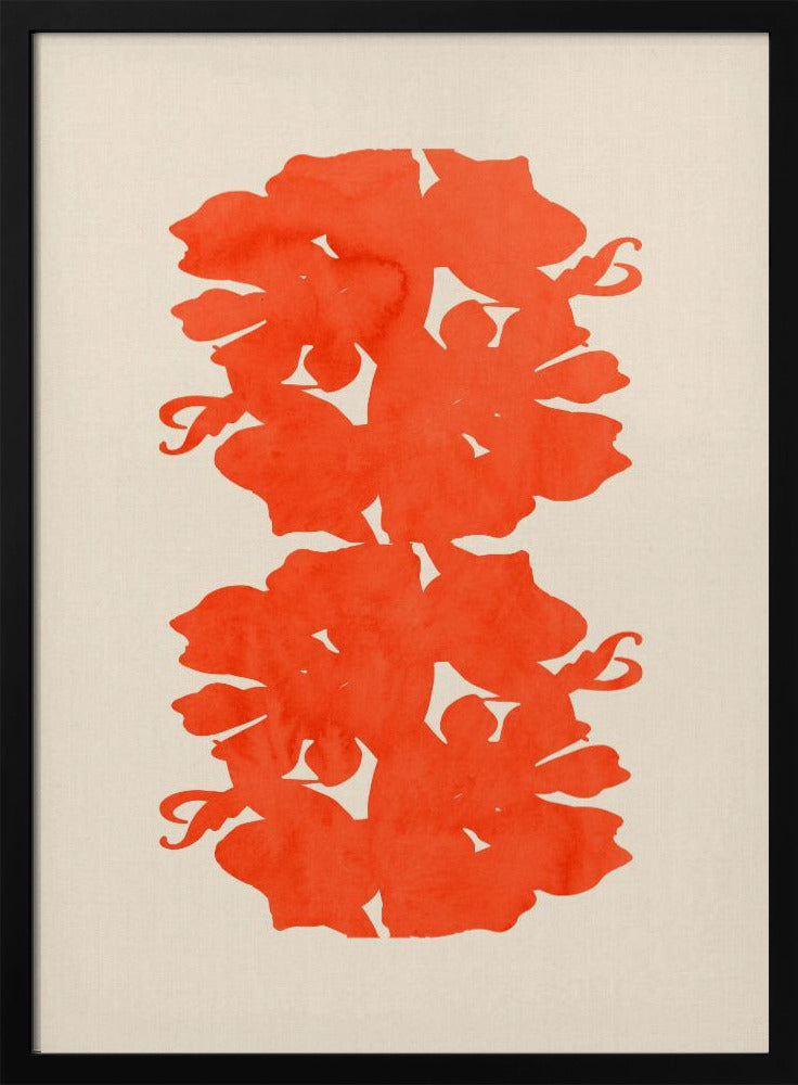 Orange Floral Silhouettes | Poster