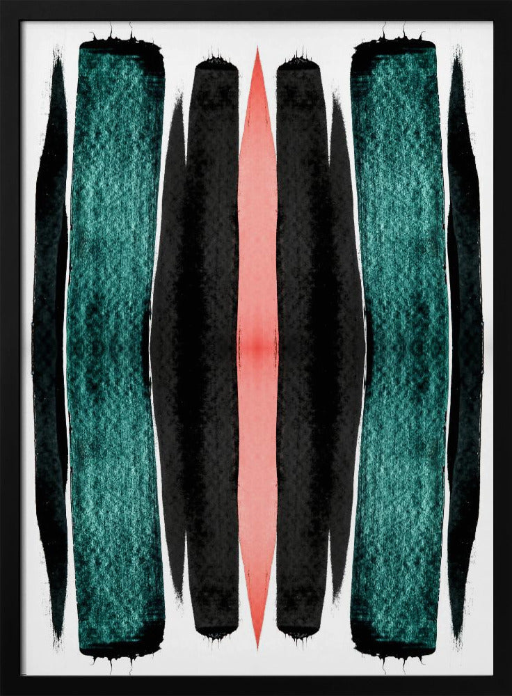 Turquoise And Black Vertical Stripes | Poster