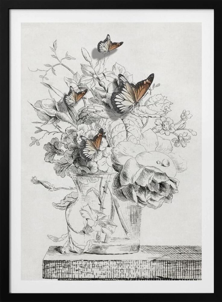 The Butterflies & The Vase With Flowers | Poster