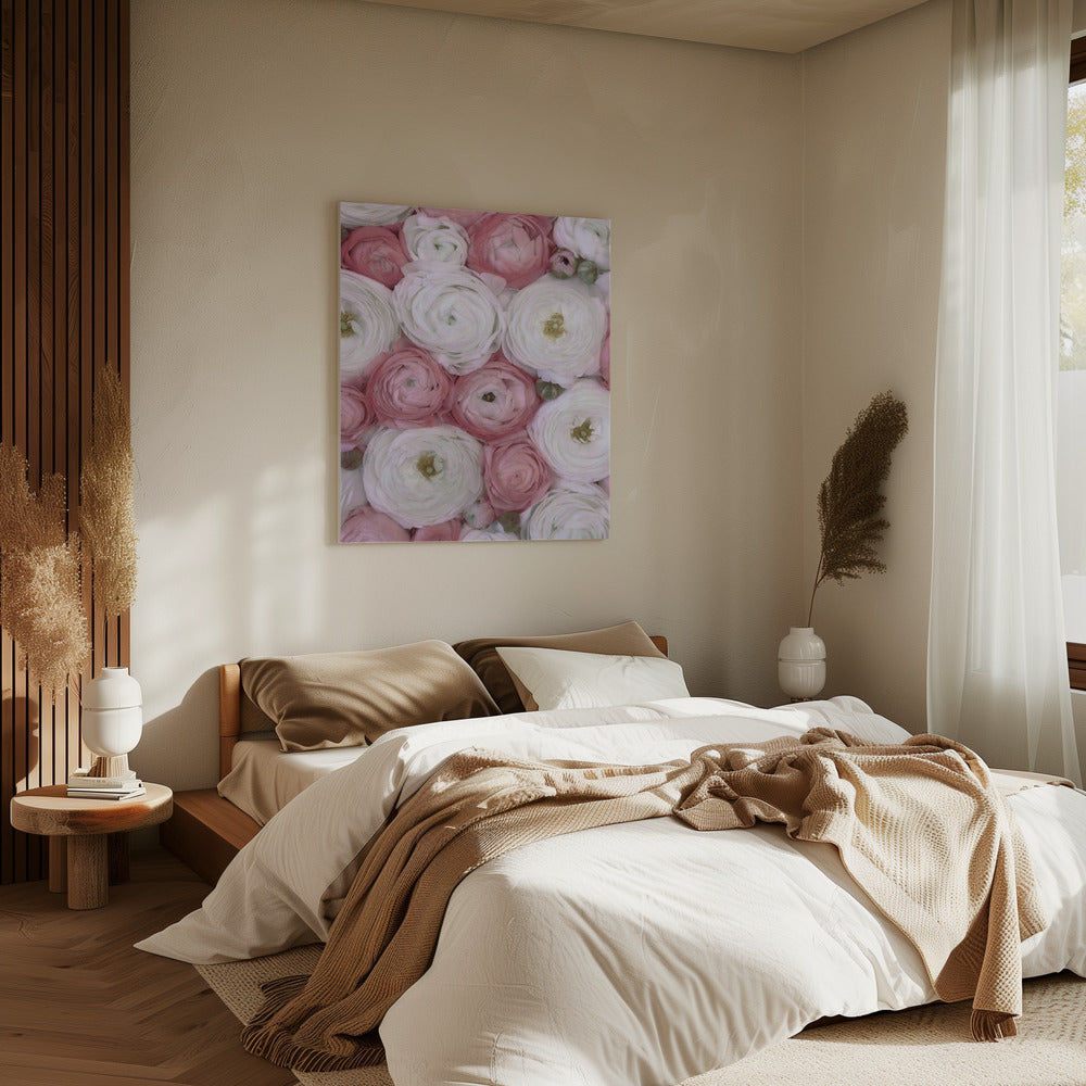 Scattered ranunculus in muted pink II | Canvas