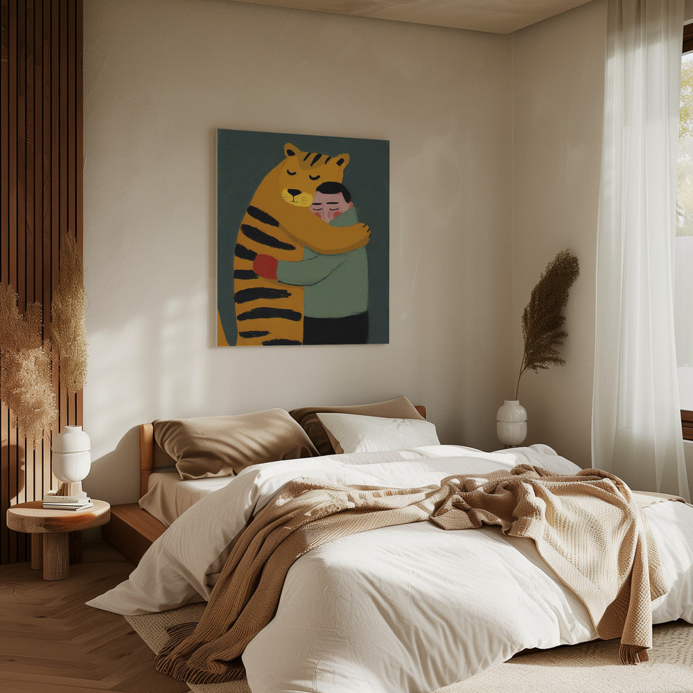 Tiger's Gentle Hug | Canvas