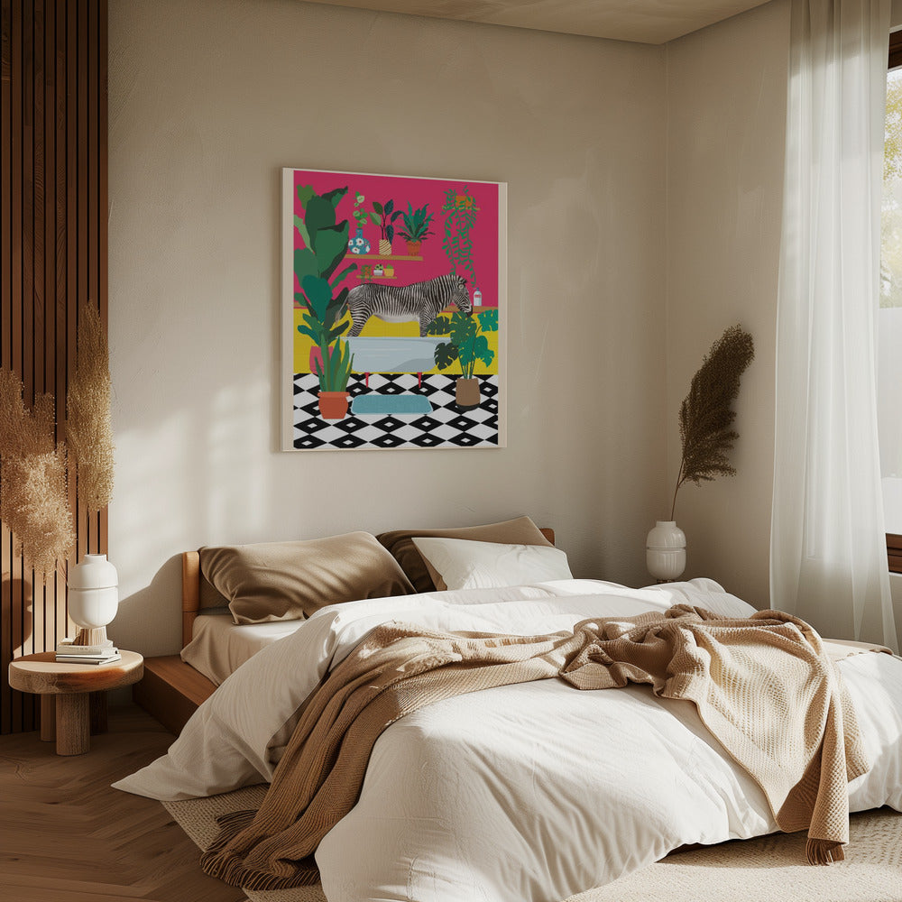 Zebra Bathtime | Canvas