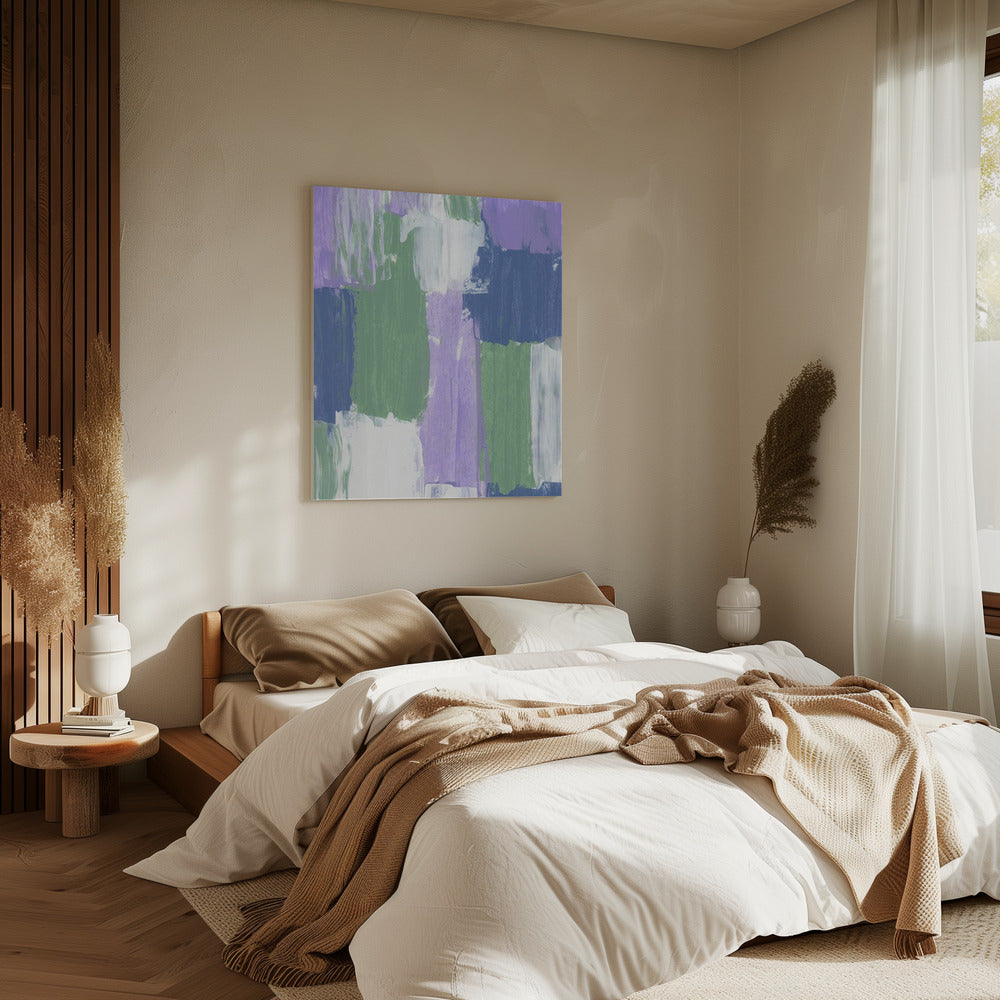 Bold Brushstrokes in Lavender Green and Blue Hues | Canvas