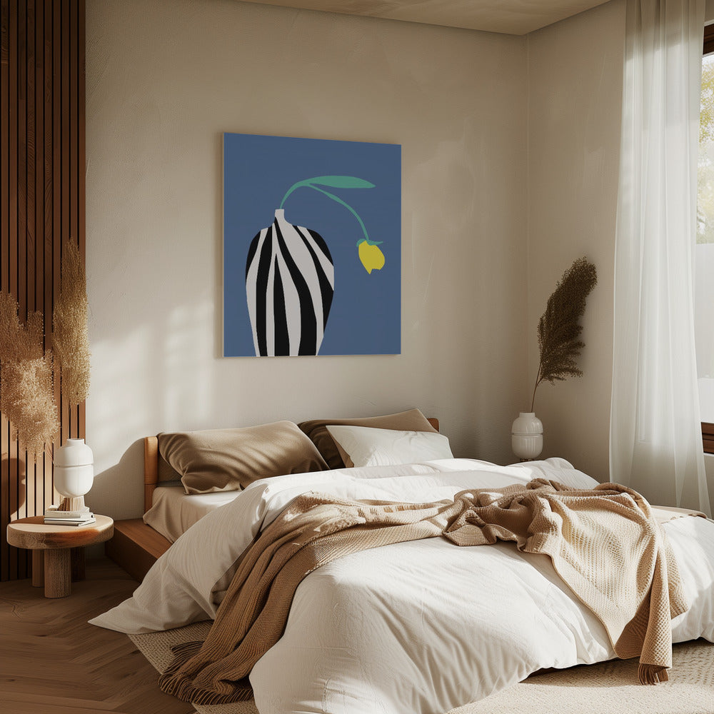 Tulip In Zebra Striped Vase | Canvas