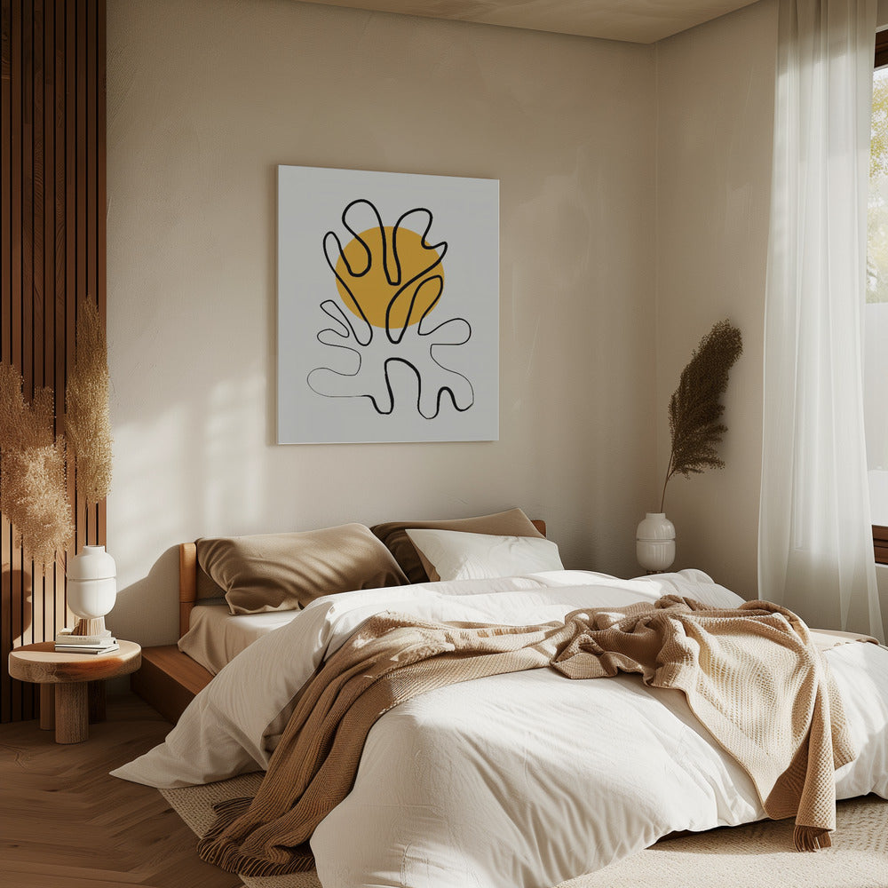 Minimalist Coral and Sun | Canvas