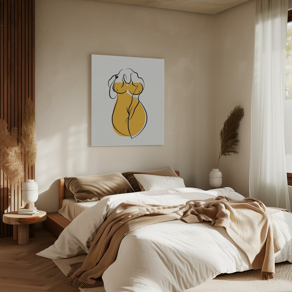Female Form In Vibrant Yellow | Canvas