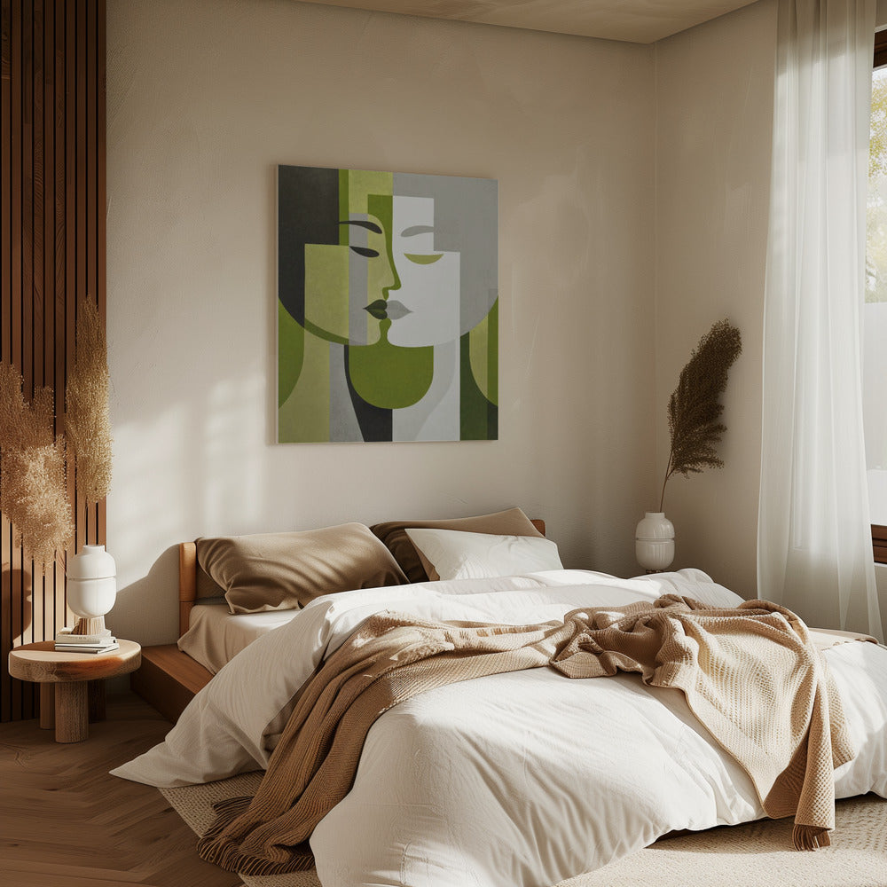 Kiss Me Green Grey | Canvas