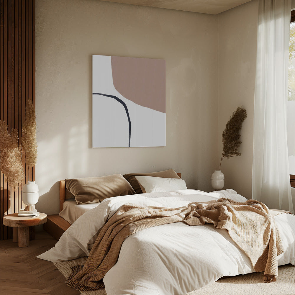 Soft Beige And Black Lines | Canvas