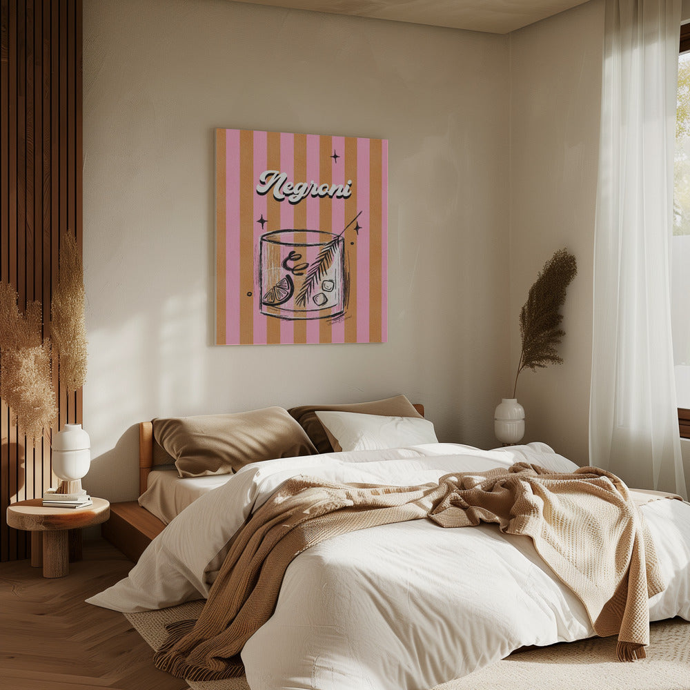 Negroni Drink on Stripes | Canvas