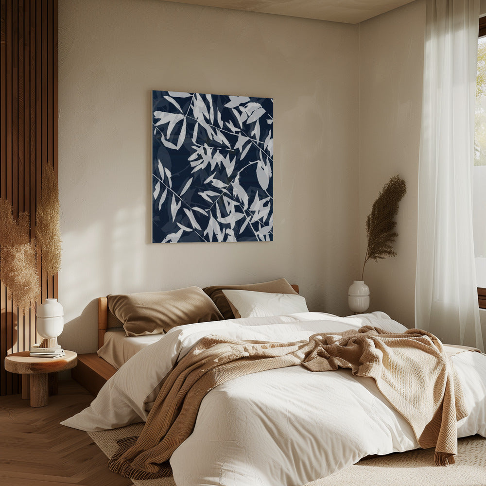 Navy White Bamboo 1 | Canvas