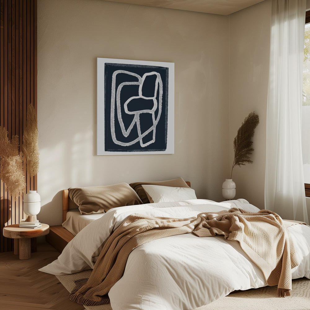 Navy Abstract Lines | Canvas