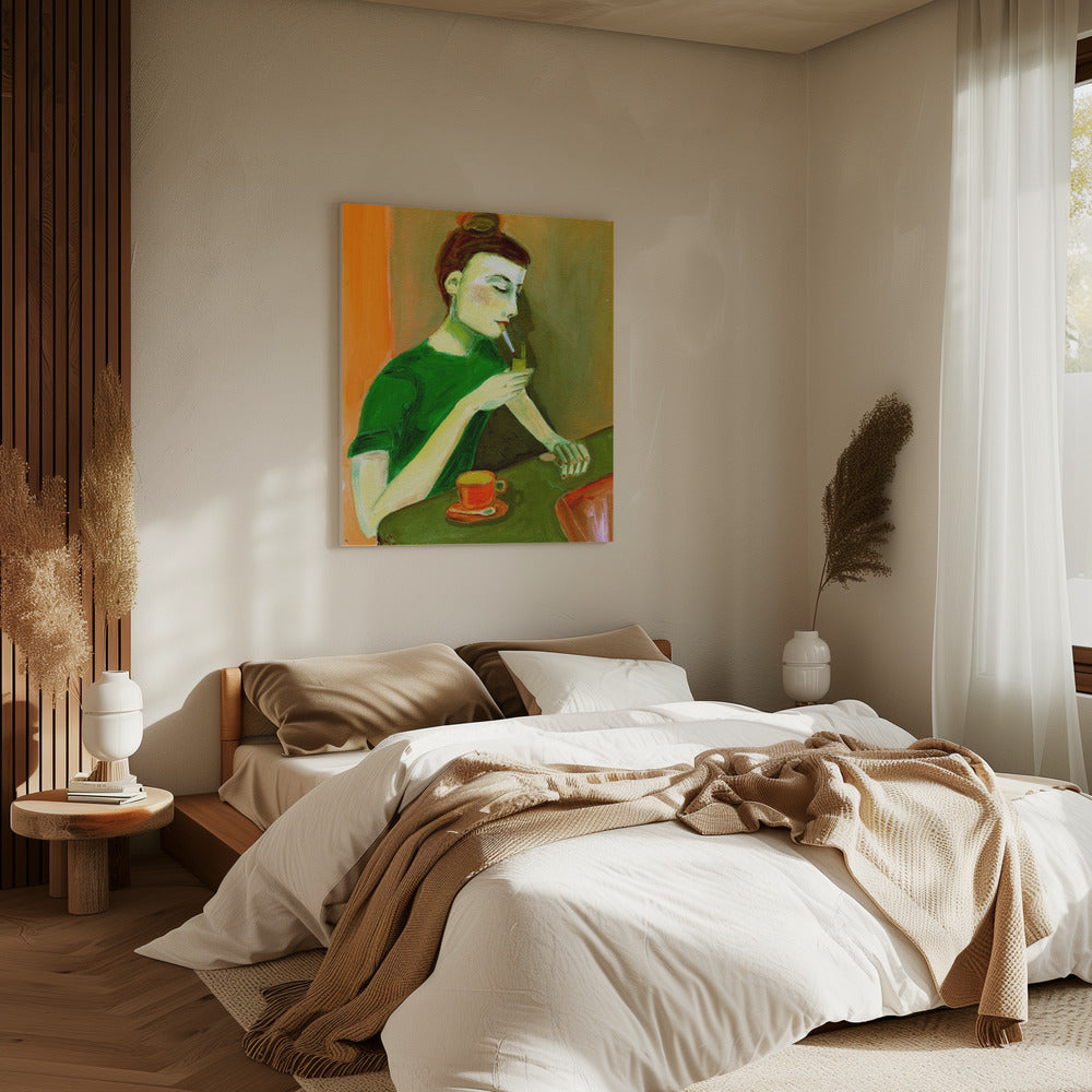 Lady lighting cigarette | Canvas