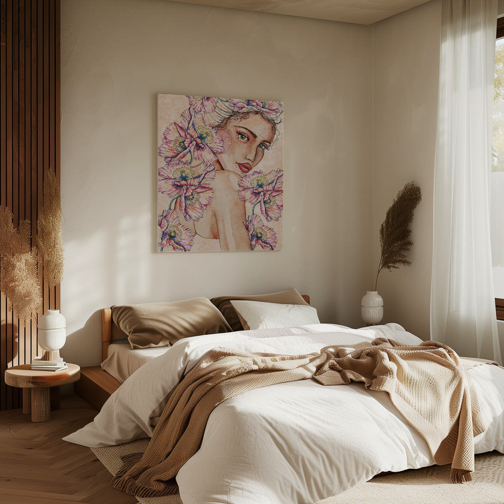 Woman wih Poppies | Canvas