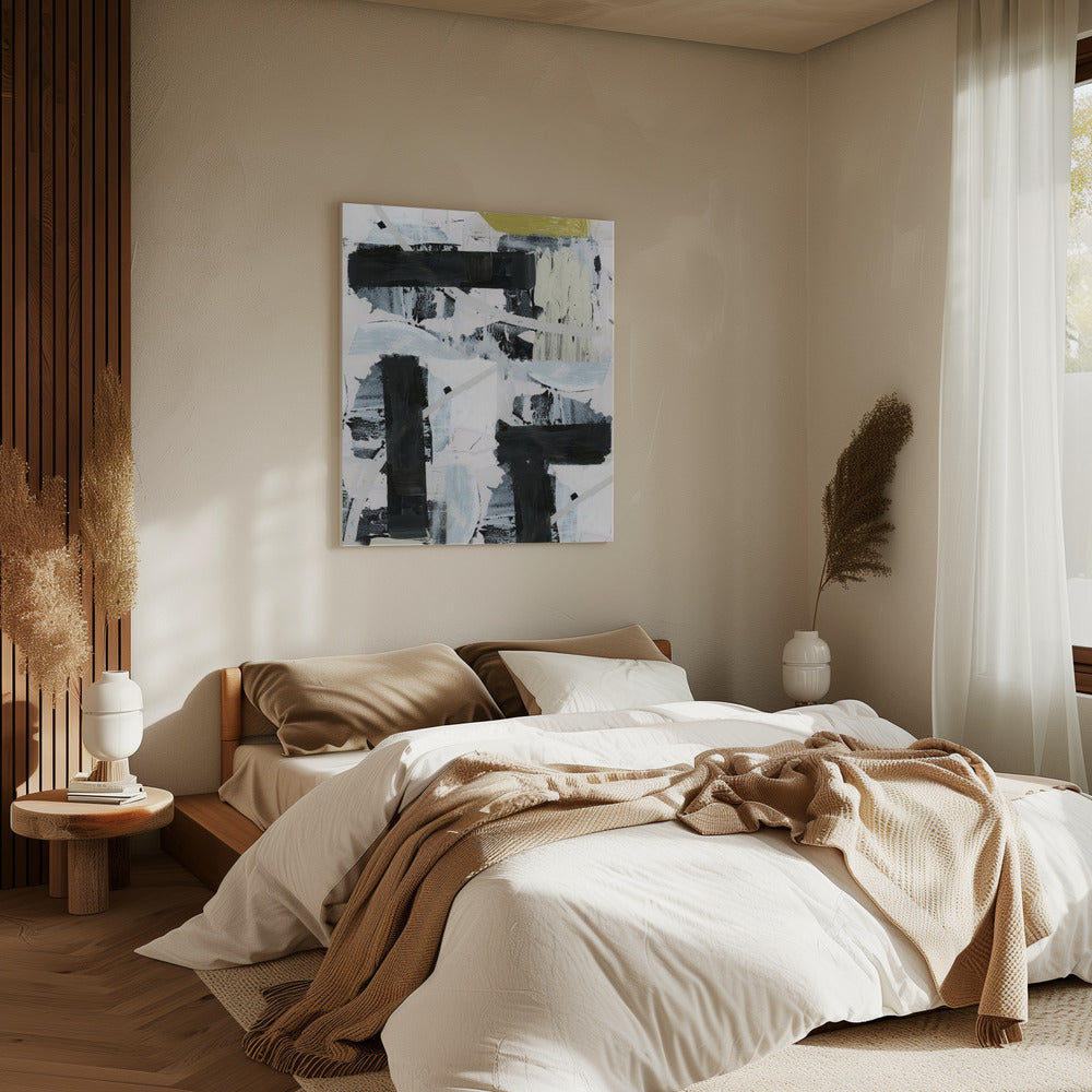 Black and White and Gold Abstract 1 | Canvas