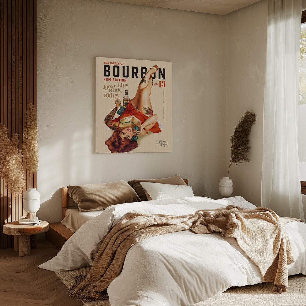 Babes of Bourbon Vol 13 Rum Drinking Pinup Girl Art | Canvas