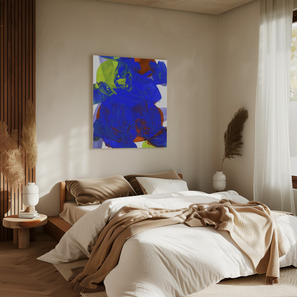 Cobalt Blue Lilac Yellow Chartreuseorange Neutral White Abstract 1 | Canvas