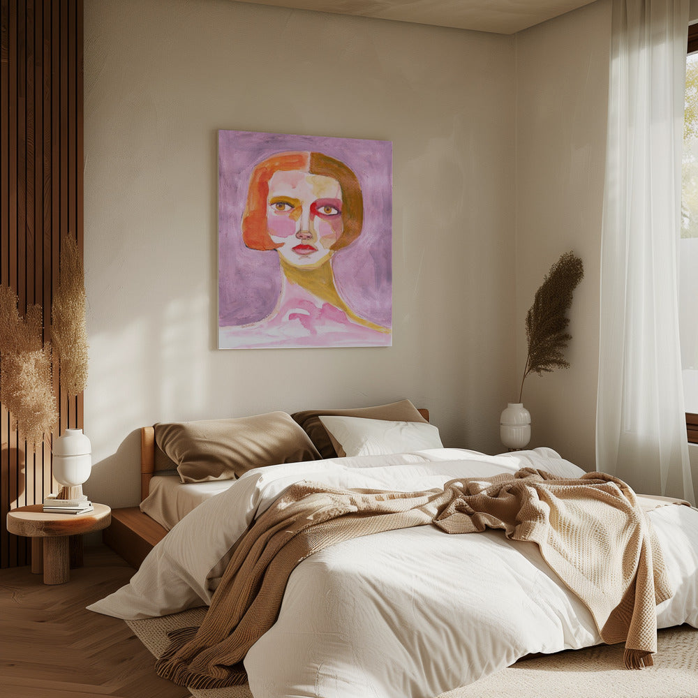 Lady with Bob haircut Mauve Lilac | Canvas
