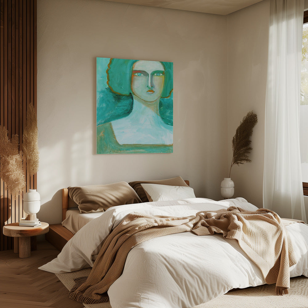 Green Girl Dreaming of the Sea | Canvas