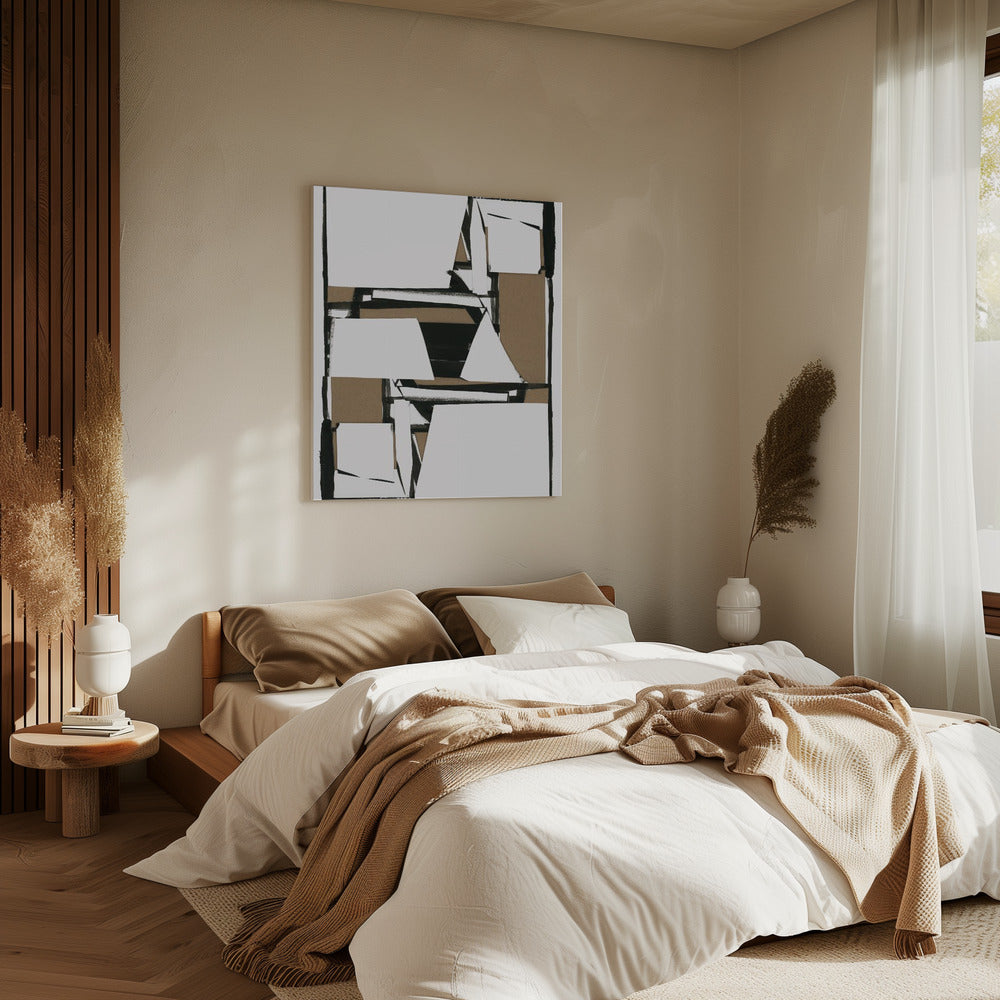 Black and Tan Brown Abstract Art Print | Canvas