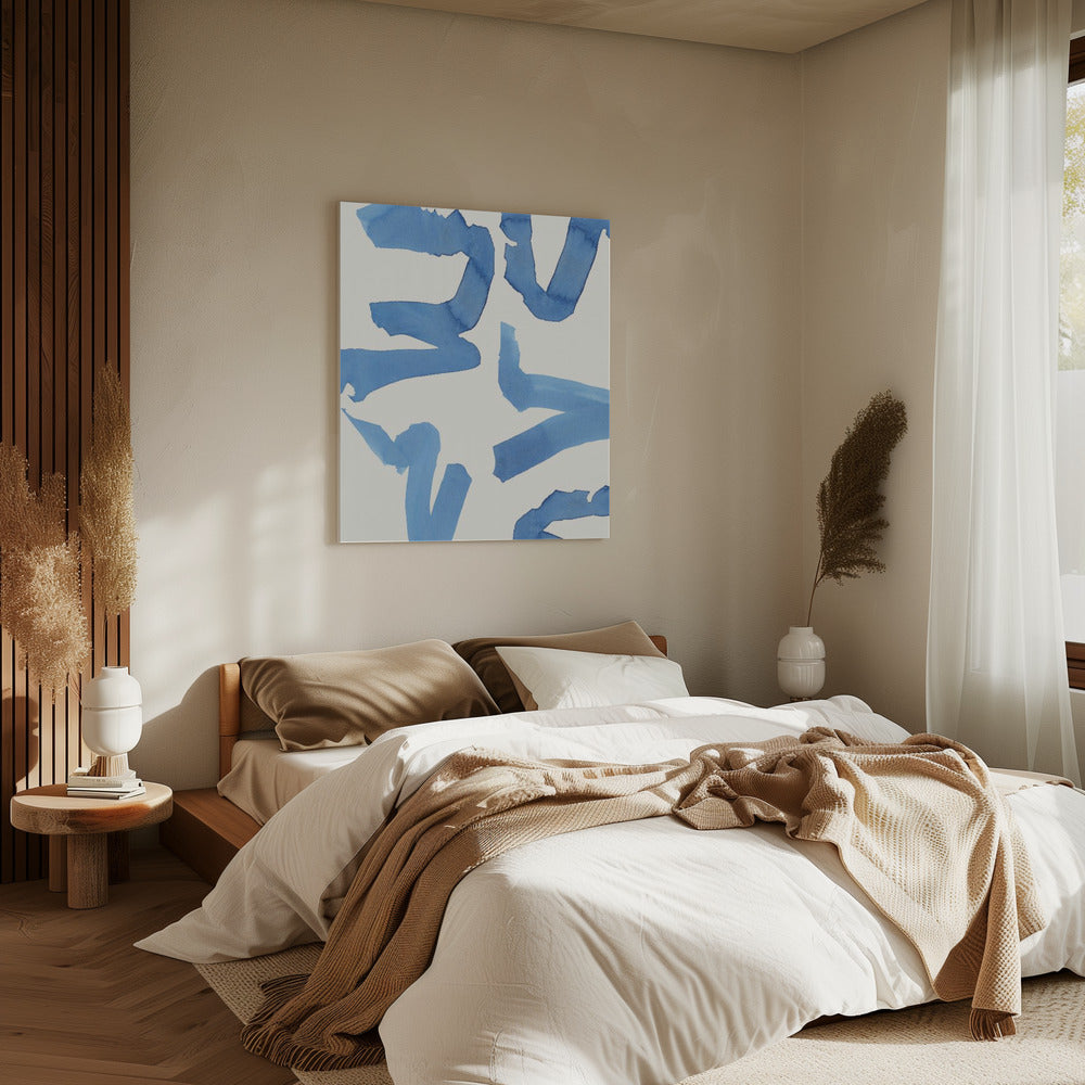 Abstract Blue Brushstrokes Art Print No2 | Canvas