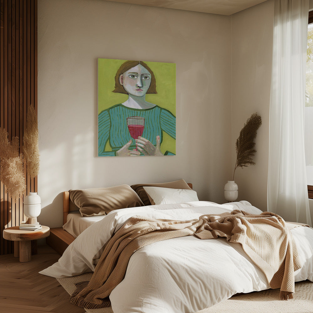 Lady with Red Wine | Canvas
