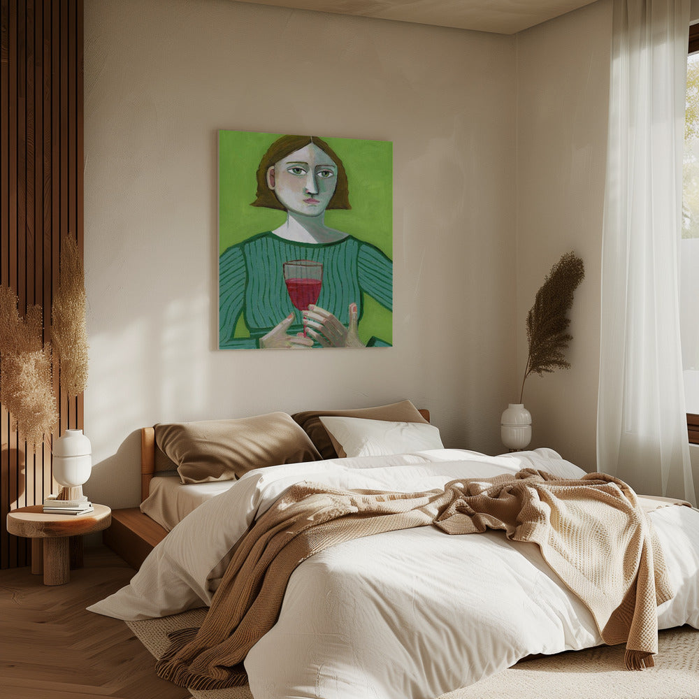 Lady with Red Wine | Canvas