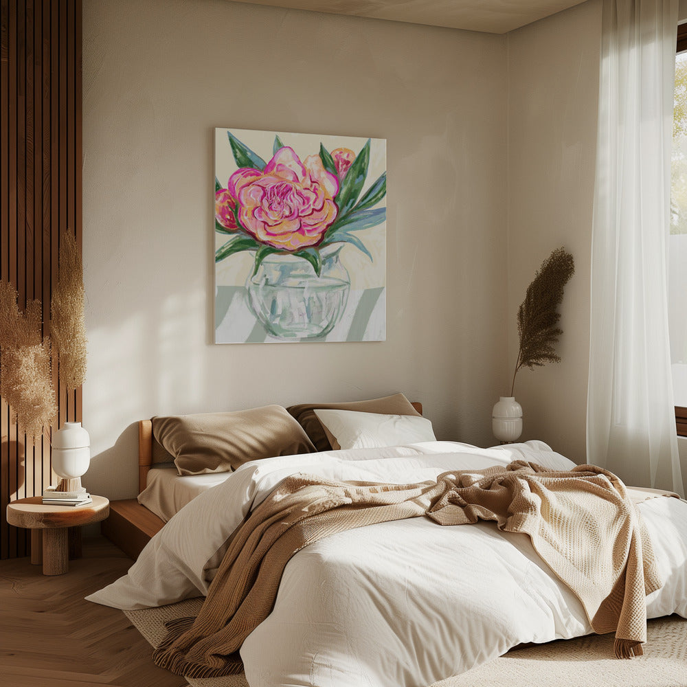 Peony in Glass Vase | Canvas