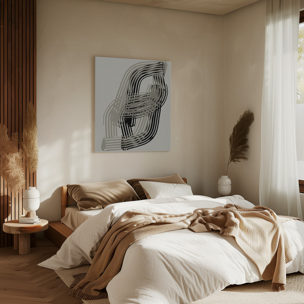 Abstract Curves in Grey and Black | Canvas